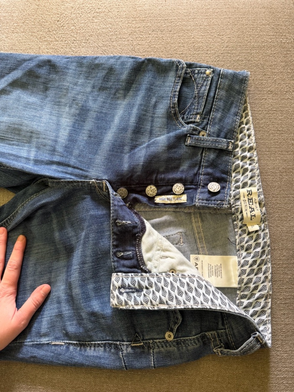 Ariat Blue Flared Jeans with Raw Hem - Picture 5 of 10